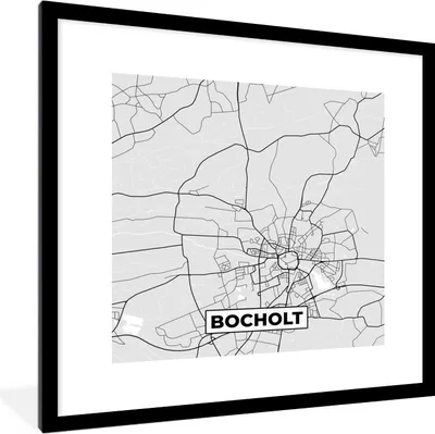 Produktbild von MuchoWow® Gerahmtes Poster Bocholt - Karte - Stadtplan - Deutschland 40x40 cm - Poster mit Schwarzem Bilderrahmen Wandposter Rahmen Foto Bilder - Poster - Plakat im Rahmen