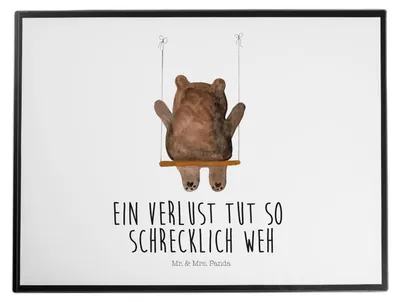 Produktbild von Mr. & Mrs. Panda schreibtischunterlage Bär Schaukel - Weiß - Geschenk, Schreibunterlage, Unterlage Schreibtisch, Teddy, schreibtischunterlagen, malmatte