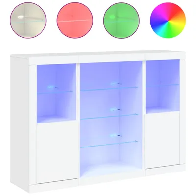 Produktbild von Sideboards mit LED-Leuchten 3 Stk. Weiß Holzwerkstoff