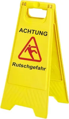 Produktbild von Warnschild Rutschgefahr - Doppelseitig Beschriftet - 44,5 x 26 cm - Gelb/Rot
