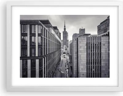 Produktbild von Gerahmtes Poster - Weißer Rahmen - Warschau Palast Kultur - 40x30 cm - Wand Bild - Wanddeko - Wandbilder - Kunstposter - Wandposter - Bilderrahmen - Bilder - Kunstdruck - P2WAA40x30-4382