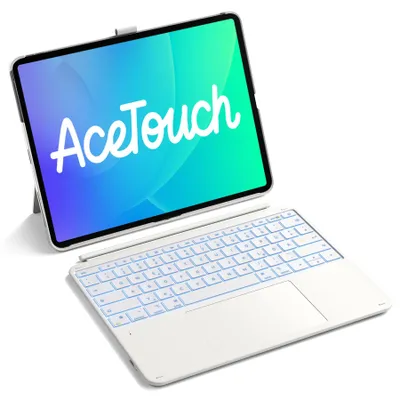 Zdjęcie produktu dla Etui z klawiaturą Inateck do iPada Air 13 cali (2026/2025/2024) oraz iPada Pro 12,9 cali (6./5./4./3. generacji), zdejmowane, podświetlenie w 7 kolorach, z uchwytem na rysik