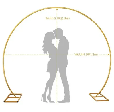 Immagine prodotto di Arco nuziale in metallo - Struttura di sfondo semicircolare, 1,8 x 2 metri - Struttura per arco di palloncini - Decorazione per feste e fotowall - Oro