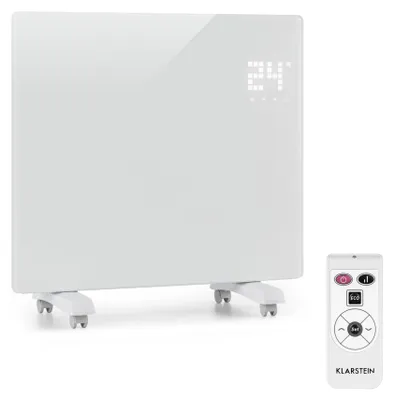 Image de Klarstein Radiateur Electrique Mobile, Chauffage Electrique Mural 1000W à Faible Consommation d'Energie pour Maison, Salle de Bain, Convecteur, Radiateurs Electriques Silencieux, Thermostat, Roulettes