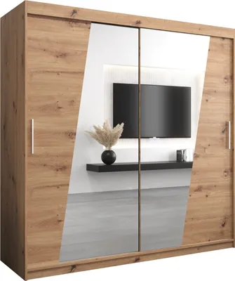 Produktbild von Kleiderschrank, Schiebetürenschrank Schlafzimmer, Schrank mit Spiegel RHOMB 200 cm