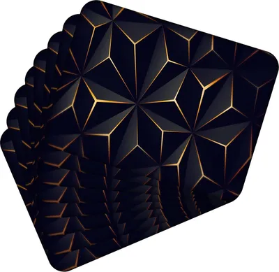 Obrázek produktu pro Sada 8 kusů prostírání 40x30 cm Černo-zlaté prostírání Low Poly Omyvatelné - žáruvzdorný korkový podklad odolává teplotám do 100 °C