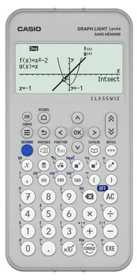 A Casio Graph Light Lycée calculator displaying a graph of two functions.