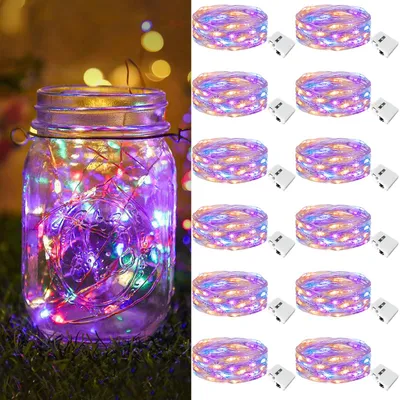 LED-Lichtschnur, 12 Stück, 2 m, 20 LEDs, Batteriebetrieb, Mini-Deko