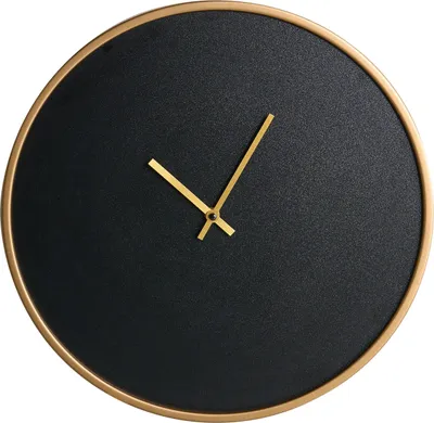 Produktbild von BELIANI Wanduhr Schwarz u. Gold MDF Rund ø 40 cm mit Zifferblatt Zeigern Batteriebetrieben ohne Zahlen Indizes Sekundenzähler Modern Loft Design Uhr
