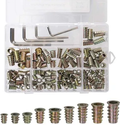 Productafbeelding van Schroefdraad-inzetmoer-set M4-M8, zinklegering, gereedschapskist voor houtbewerking, 149-delig