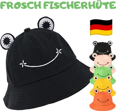 Produktbild von Wendehut Sommerhut FROSCH Fischermütze -Bucket Hat- Sonnenmütze Sonnenschutz - Schwarz