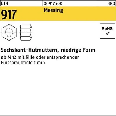 Produktbild von Reyher  Sechskant-Hutmuttern DIN 917 Messing M 16 Ms (25 Stück)