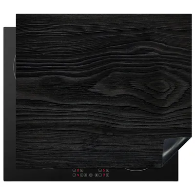 Obrázek produktu pro KitchenYeah® Krycí deska na sporák černá - vzhled dřeva, 59x52cm, dekorace do kuchyně, keramická krycí deska na sporák, krycí deska na varnou desku