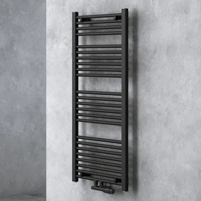 Image de doporro Radiateur de Salle de Bain Sèche-Serviette 120x50cm Radiateur Tubulaire Vertical Chauffage à Eau Chaude Gris-Noir