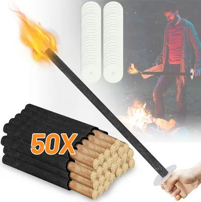 Produktbild von Fiqops 50x baterky, voskové baterky vrátane ochrany rúk, s extra dlhou rukoväťou, na nočné prechádzky a podujatia v záhrade alebo na Veľkú noc/ Silvestra，42cm