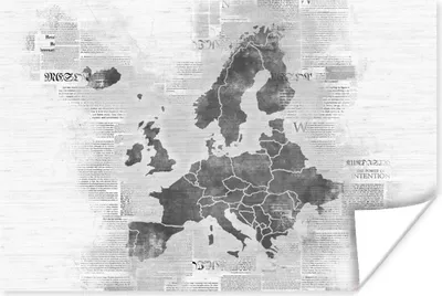 Produktbild von MuchoWow® Poster Eurocard auf Zeitungspapier - schwarz und weiß 180x120 cm - Fotoplakat