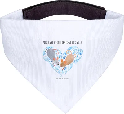 Produktbild von Mr. & Mrs. Panda Halstuch Hund Mäuse Herz - Weiß - Geschenk, Freundin, Verlobung, Tuch, Hundeschal, Maus, Hundehalstuch, Liebesgeschenk, für Immer, Hunde, Lieblingsmensch