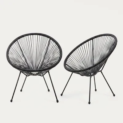Zdjęcie produktu dla HOMLA Zestaw 2 foteli ACAPULCO FIESTA z okrągłej linki technorattan czarnych 70x73x80 cm