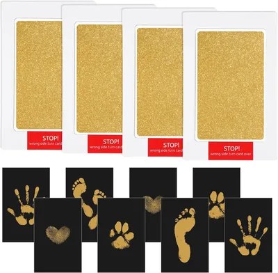 Imagen del producto de Kit de huellas de manos y pies para bebés, de 4 piezas, para bebés de 0 a 6 meses, artículos personalizados para bebés