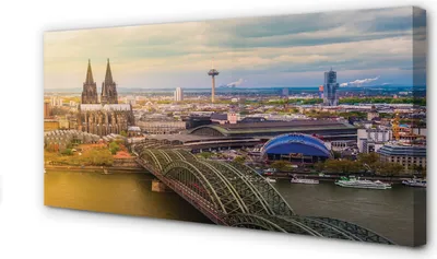 Produktbild von Leinwandbild 120x60 Wandkunst Deutschland Panorama Fluss Brücken