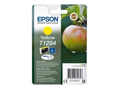 Produktbild von Epson Apple T1294 Apfel DURABrite Ultra Single Yellow Tinte, Low Yield, Gelb, Tinte auf Pigmentbasis, 7 ml, 1 Stück(e), Einzelpackung
