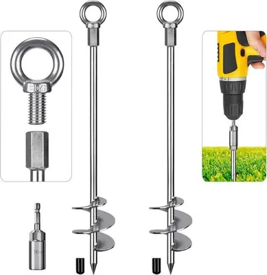 Produktbild von Schwerlast Bodenanker Schraube 76 cm Spiralharing für Zelte, Trampoline, Schuppen und Carports - Set à 2