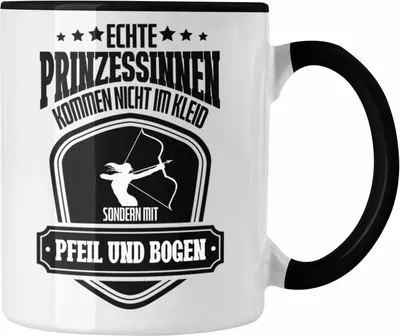Produktbild von Trendation - Lustige Bogenschützin Tasse mit Spruch Geschenk Frauen Bogenschießen Pfeil und Bogen Motiv (Schwarz)