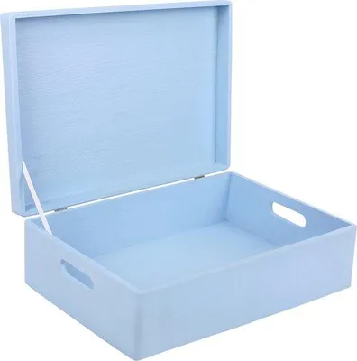 Produktbild von Unyqoos® Holz-Aufbewahrungsbox XL mit Deckel, Blau – 40 x 30 x 14 cm, leichte Box aus europäischem Holz & Multiplex für Dokumente, Spielzeug