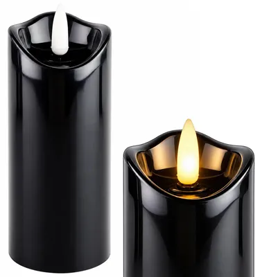 Produktbild von LED Kerze Grablicht Grableuchte mit Flackerflamme Schwarz 5 x 12,5 cm batteriebetrieben