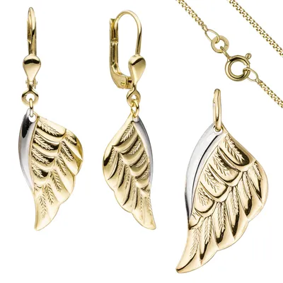 Produktbild von JOBO Schmuck-Set Flügel Engelsflügel 333 Gold Gelbgold bicolor mit Kette 42 cm