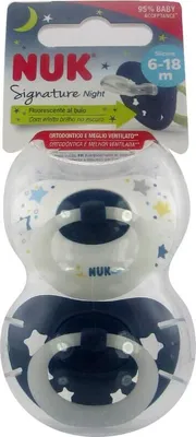 Produktbild von NUK Signature Night Silikon Schnuller 6-18m x2