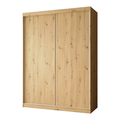 Image de BEAUTYSOFA Armoire MARIO 160 cm, finition chêne artisanale – Armoire coulissante avec 2 portes coulissantes, étagères et penderie, armoire sans miroir