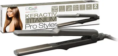 Produktbild von Italian Design Keraktiv Prostyler, Glätteisen, Warm, Tasten, 230 °C, Grau, Hängeschlaufe