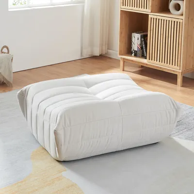 Produktbild von Fußhocker 'Kodsø' Sitzsack 35 x 80 x 65 cm Sitzpouf gepolstert Mikrofaser Beige
