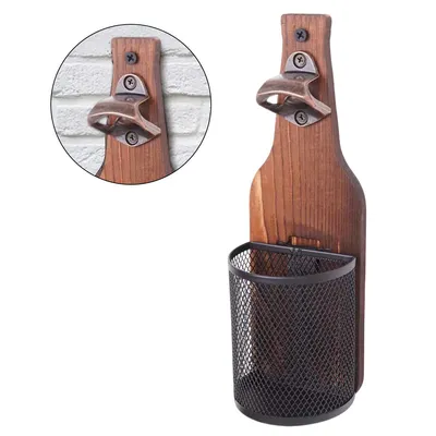Produktbild von Wandflaschenöffner mit Kronkorkensammler, Vintage-Holz, 2-in-1 Öffner & Aufbewahrung, ideales Geschenk für Männer & Bierliebhaber, Bar-Dekoration