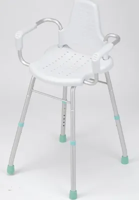 Produktbild von Duschstuhl PRIMA m.Armlehnen SH42-57cm, weiß>>>>