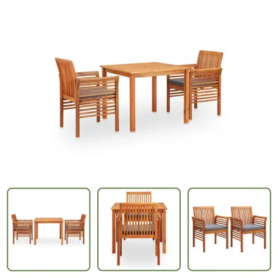 Image de The Living Store Ensemble de jardin 3 pièces avec coussins Acacia massif