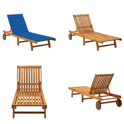 Immagine prodotto di vidaXL Lettino da sole con supporto in legno massiccio di acacia - Lettino da sole - Lettini da sole - Lettino da sole in legno - Lettini da sole in legno