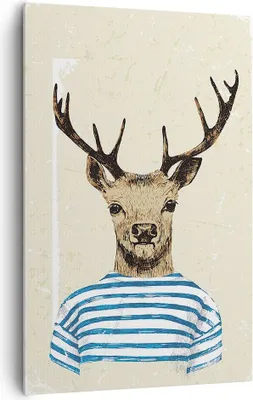 Produktbild von Bild auf Leinwand - Leinwandbild - Einteilig - Hipster Anthropomorphismus Hirsch - 80x120cm - Wand Bild - Wandbilder - Leinwanddruck - Wanddekoration - Leinwand bilder - Wandbild - PA80x120-4227