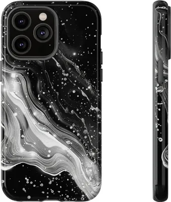 Produktbild von Schwarz-weißes Galaxie-Muster – Hülle Kompatibel mit iPhone 14 Pro Max