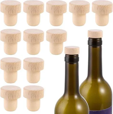 Image de Bouchons en bois réutilisables pour bouteilles, lot de 12, Ø 2 cm
