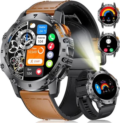 Produktbild von FOXBOX Herren Smartwatch 1.43'' AMOLED, 500 mAh Akku, IP68 Fitnessuhr mit Bluetooth Calls, 110+ Sportmodi, Herzfrequenz- & Schlafmonitor