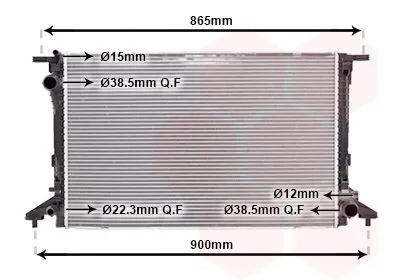 Produktbild von VAN WEZEL 03012722 Kühler Wasserkühler Motorkühler für AUDI A4 B9 Avant (8W5, 8WD) A6 Avant (4A5, C8) A5 Sportback (F5A) Q5 (FYB) Q7 (4MB)