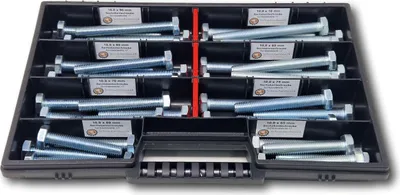 Produktbild von Sechskantschrauben Sortiment M10 // 60mm-100mm 40 tlg Schraubenbox DIN 933/ISO4017 Vollgewindeschrauben Maschinenschrauben Gewindeschrauben Sechskantschrauben