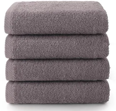 Productafbeelding van Unyqoos® 4-delige set grijze handdoeken, 30 x 50 cm – 100% katoen, absorberend en snel drogend, pluisvrij, geschikt voor dagelijks gebruik