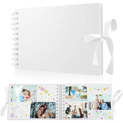 Produktbild von Fotoalbum zum Selbstgestalten, Scrapbook, 60 Schwarze Seiten, Weiß, 24 x 17 cm