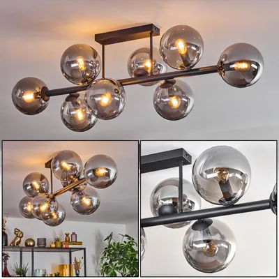 Produktbild von Fossobiubo Deckenlampe aus Metall/Glas in Schwarz/Rauchfarben