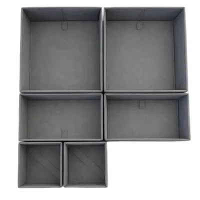 Produktbild von Schubladen Organizer Set 6-teilig Stoff Unterwäsche Organizer Schubladeneinsatz Dunkelgrau OGIVO