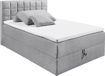 Produktbild von Polsterbett Jugendbett mit Bettkasten 140x200 cm ALICANTE-09, Hotelbett in grau
