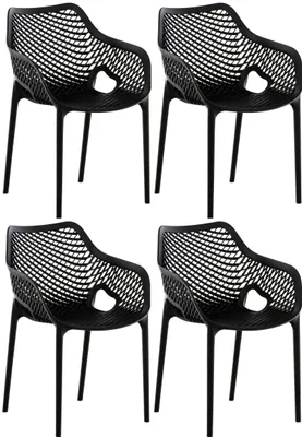 Produktbild von CLP Gartenstuhl Air XL 4er Set, Modern, Gestell Kunststoff, stapelbar, wetterfest schwarz